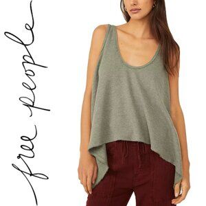 FREE PEOPLE / WE THE FREE  Sing LaLa Handkerchief Hem Sweater Tank XS sage green